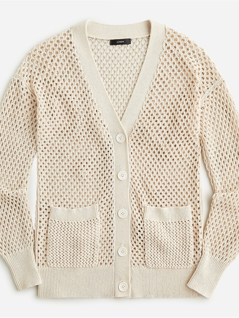 J. Crew Open-Weave Button Cardigan - Cream